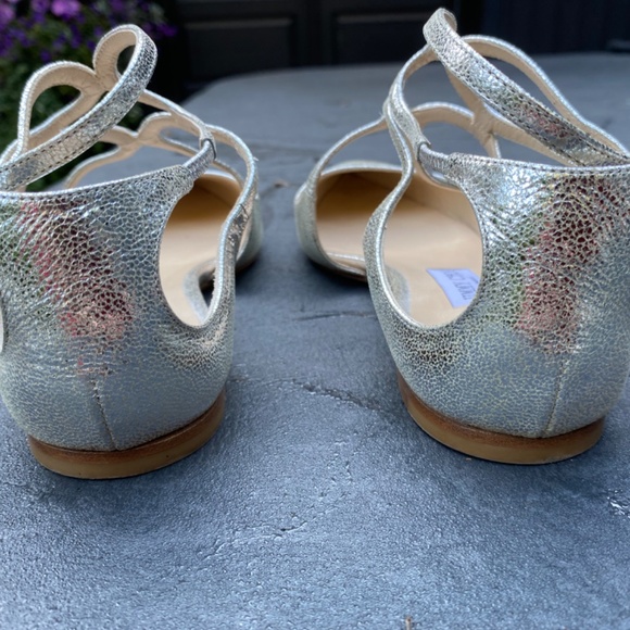 Jimmy Choo Lancer Flat in Silver Glittered Leather - Picture 7 of 8
